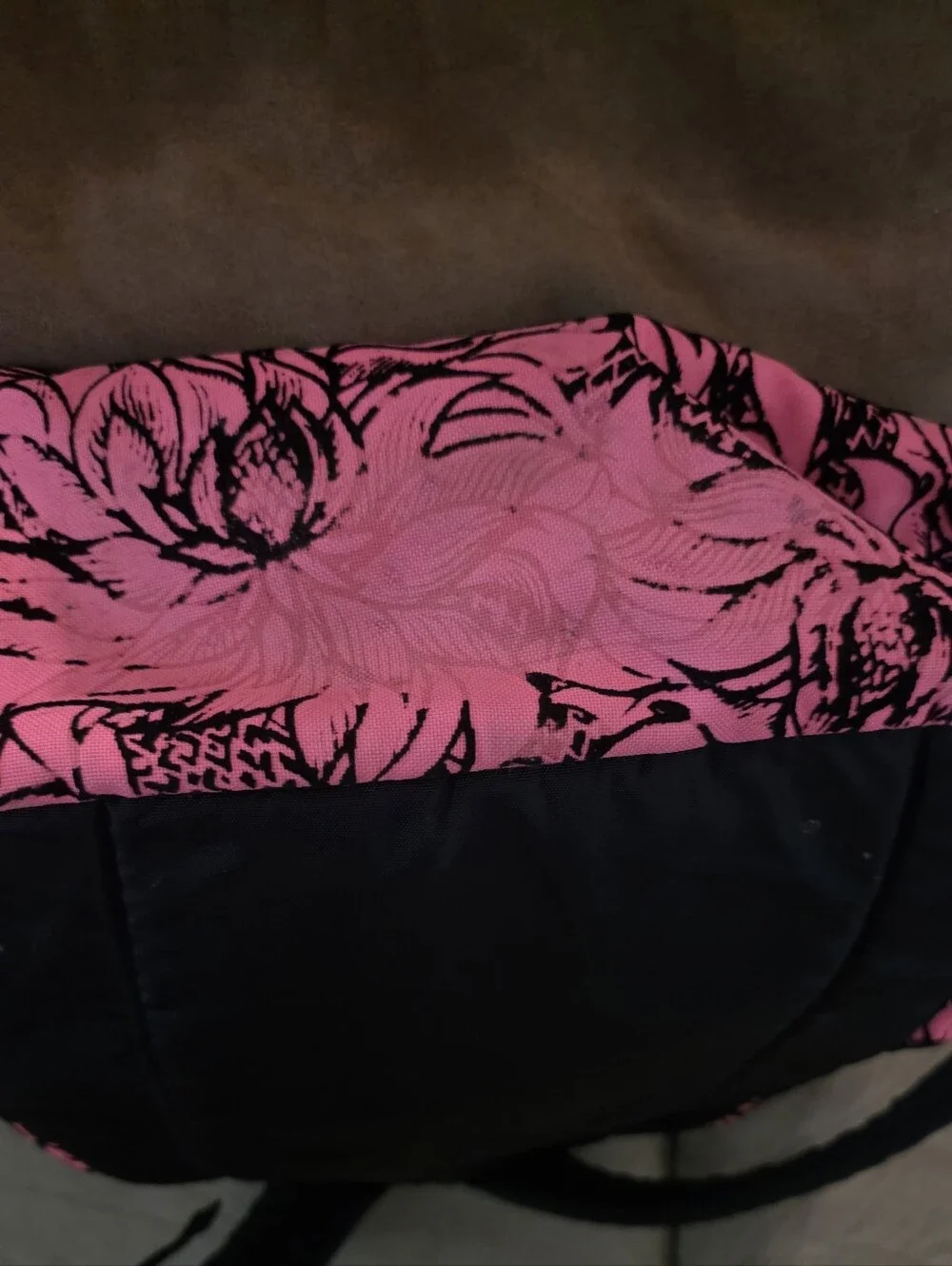 JanSport Pink and Black Floral Backpack